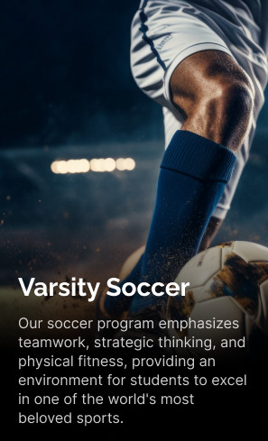 A soccer player kicking a ball with the text varity soccer.